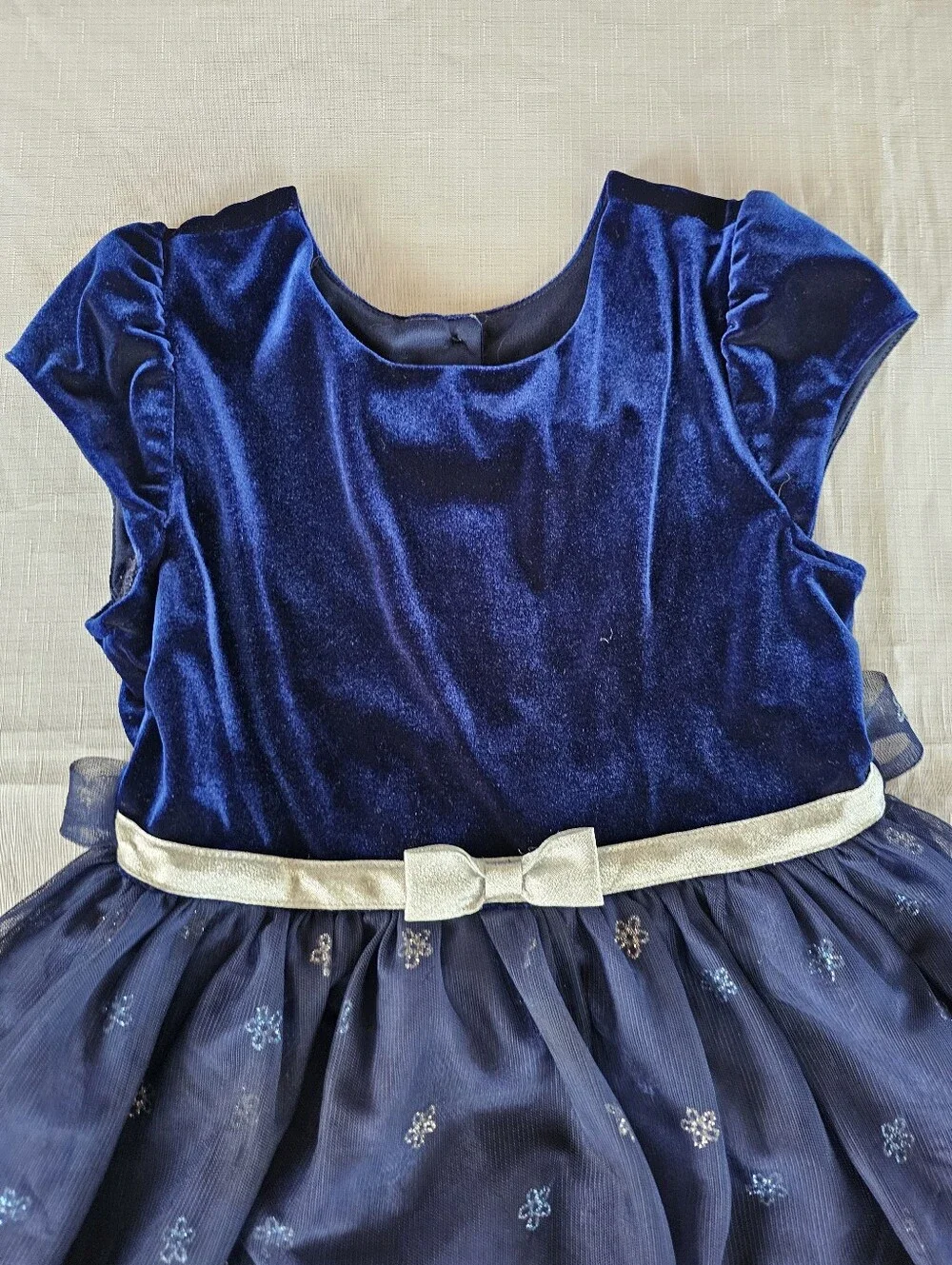 Jona Michelle Sapphire Blue Party Dress Girls Size 8 Ruffles Glitter & Flare EUC